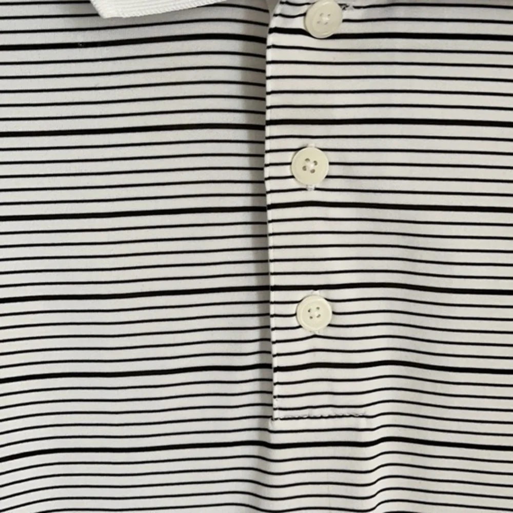 ADIDAS ClimaLite Golf Black‎ White Stripe Moisture Wicking Size M